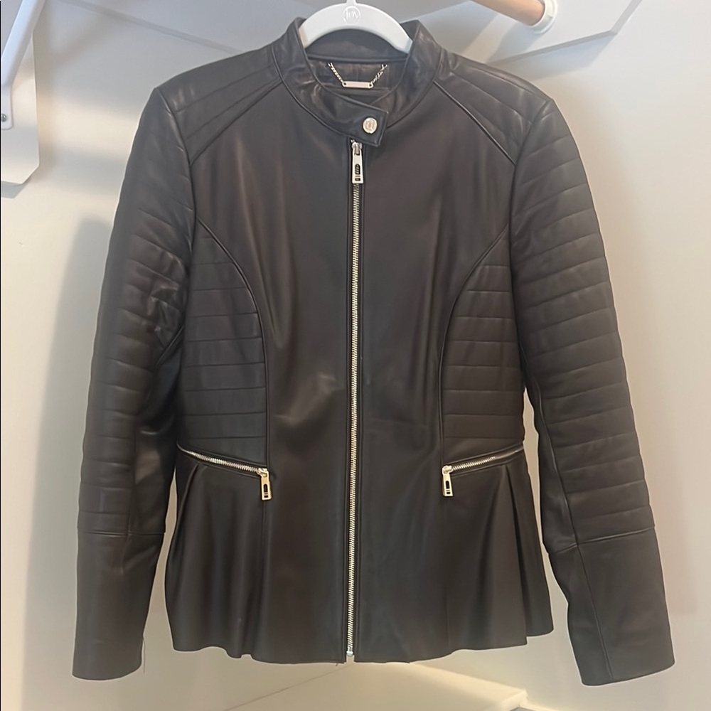 Ivanka Trump brown leather jacket size medium